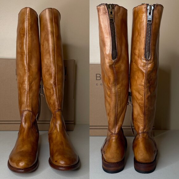 BED STU Tess Rustic Tan Distressed Tall Leather Riding Boots BedStu Size 7.5 - Picture 6 of 16